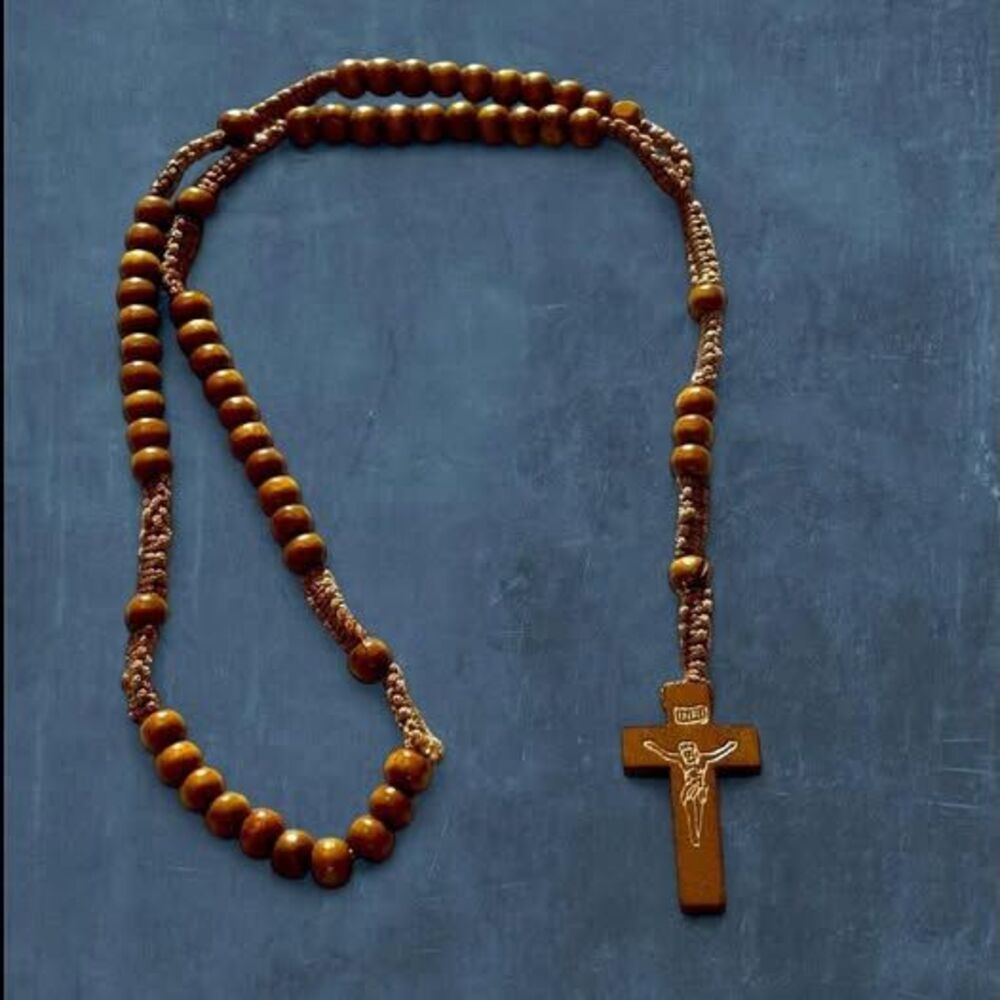 beautiful wooden rosary necklace